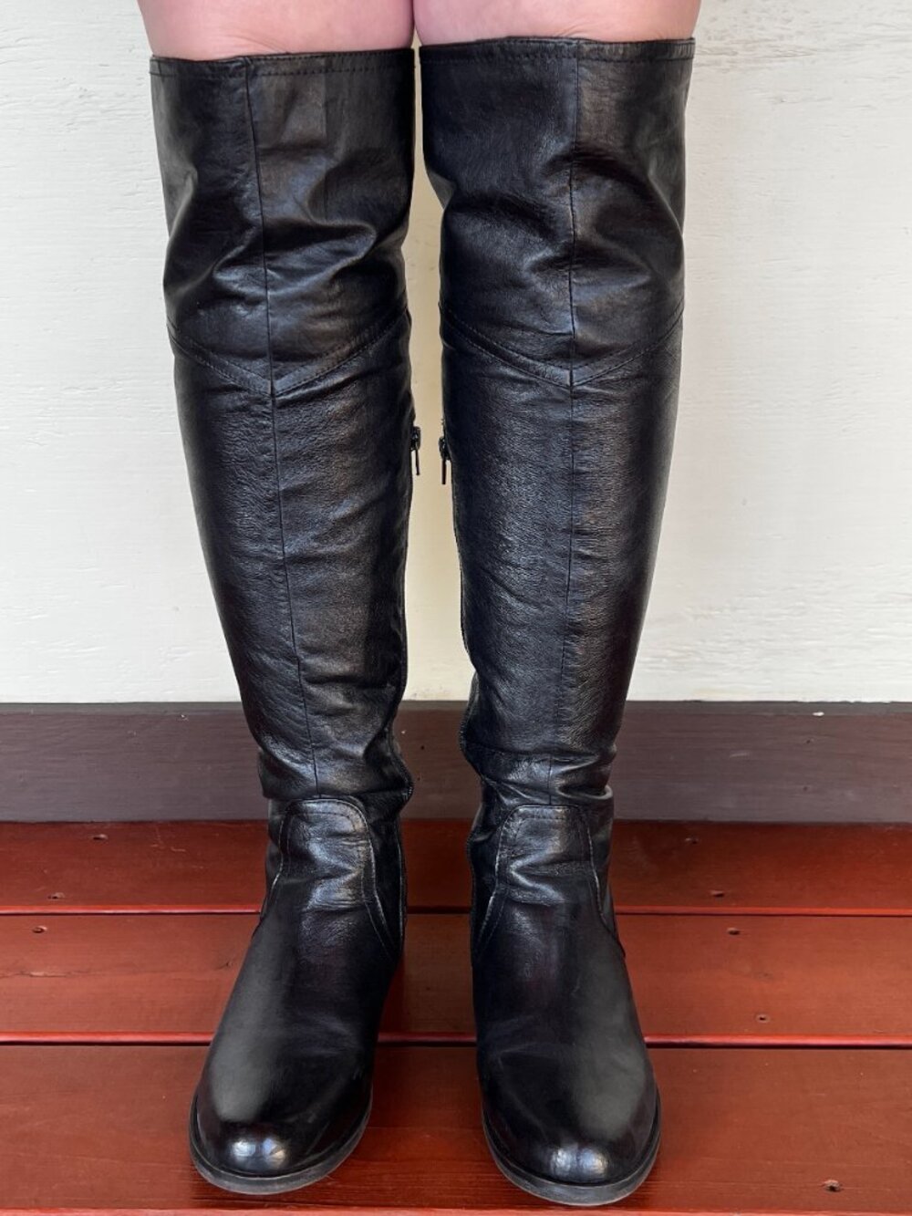 Steve Madden Black Leather Over The Knee Riding Boots Size 9 - Picture 3 of 10